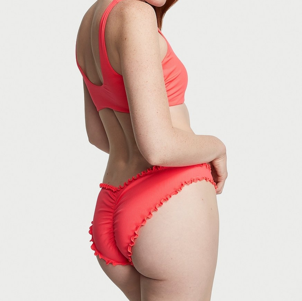 VICTORIA'S SECRET- Ruffle Cheeky Bikini Bottom - Coral - Picture 3 of 6